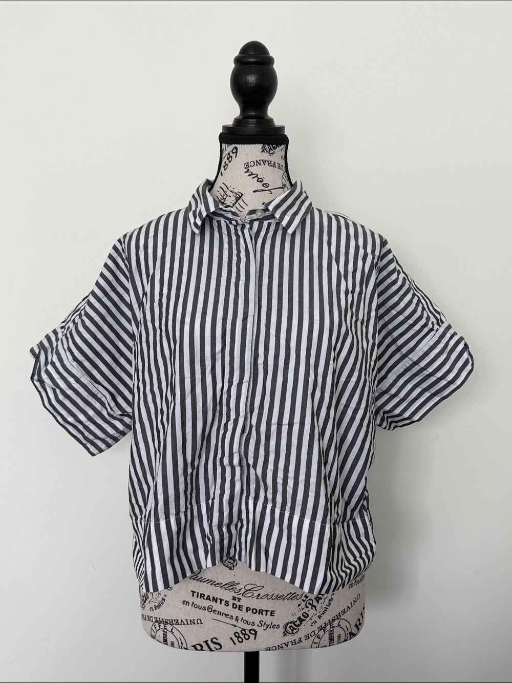 LOFT 100% Cotton Striped Short Sleeve Blouse - Size M